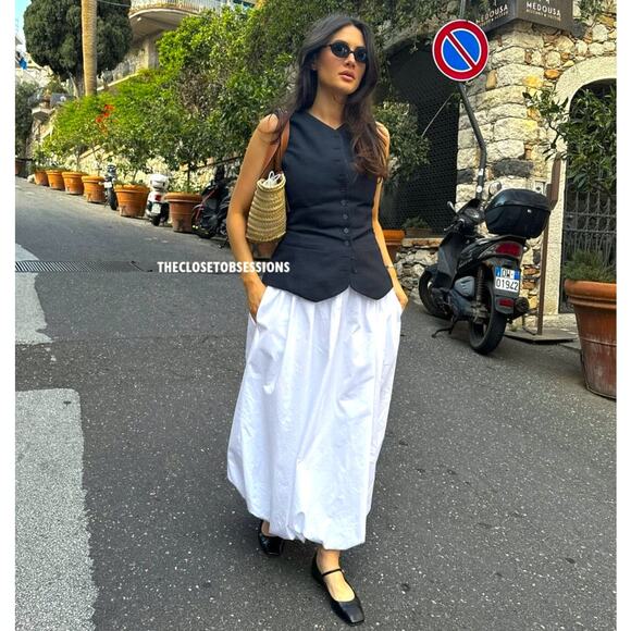 ZARA White Balloon Hem Midi Skirt NWT - Picture 12 of 16